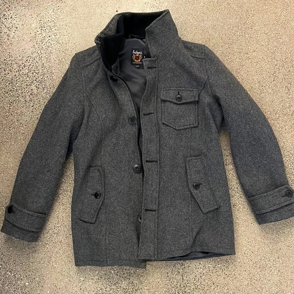 Schott NYC Wool Car Coat Oxford Grey DU738